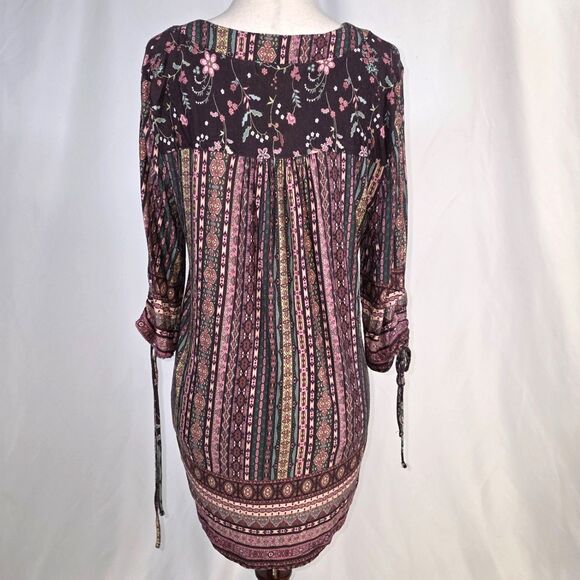 One World Golche Brown Floral and Patterns Soft Tunic Top Size Medium - Picture 4 of 8